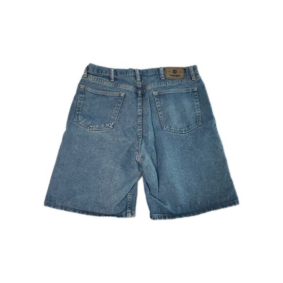 Wrangler Mens Jean Shorts Blue Size 36 100% Cotton Relaxed Fit Button Zip Pocket - Picture 2 of 12